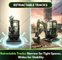 TYPHON TERROR XXV Diesel Mini Excavator 2.7 Ton, 25.1 hp Kubota D1105 Retractable Tracks, AC Cabin