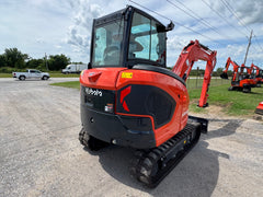 Kubota KX040-5 excavator rear view with conventional tail swing counterweight