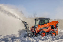 Kubota SSV75 skid steer snow blower attachment in deep snow