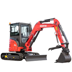 Excavons Titan 3500 mini excavator front three-quarter view enclosed cab
