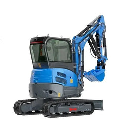 RIPPA R32 mini excavator rear side view with dozer blade