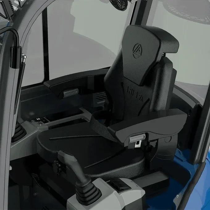 RIPPA R32 cab interior suspension seat and pilot control joysticks